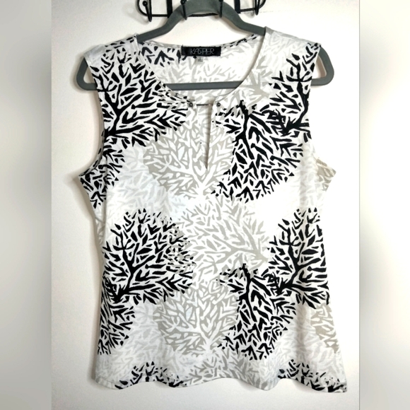Kasper (Size M) Multicolored Print Sleeveless Casual Office Blouse Top - Picture 1 of 7